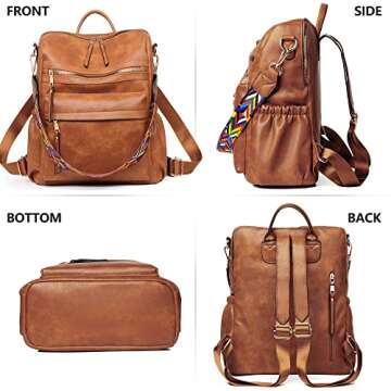 Dora & Liz Womens Backpack Purse Leather Backpack Purse for Women Travel Fashion Backpack Designer Ladies Shoulder Bags