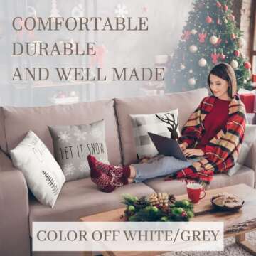 Beautiful Christmas Pillow Covers 18" x 18" - 4 Modern Farmhouse Design Throw Pillow Covers - These ...