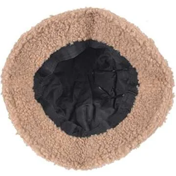 ChezAbbey Faux Fur Bucket Hat, Fuzzy Furry Winter Warm Fisherman Cap, Fluffy Teddy Sherpa Clothe Hats for Women Men Girls Khaki