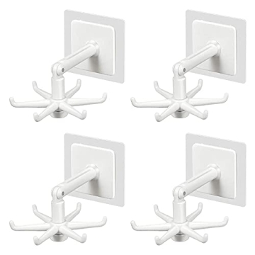 Bibibi Wall Hooks,Key Holder,Shower Hooks,Bathroom Hooks,360 Rotatable Adhesive Hooks for Wall Ceill...