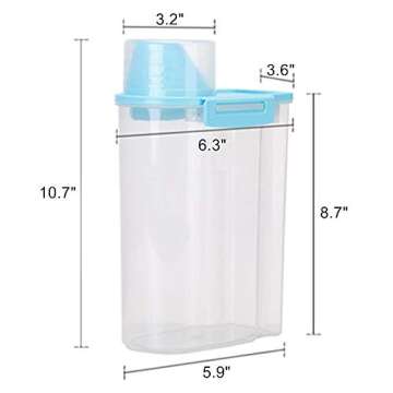 PISSION Pet Food Storage Container with Graduated Cup and Seal Buckles Food Dispenser for Dogs Cats ...