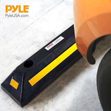 Pyle Heavy Duty Rubber Parking Stopper - Parking Aid 4 Pack