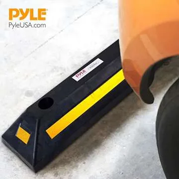 Pyle Heavy Duty Rubber Parking Stopper - Parking Aid 4 Pack