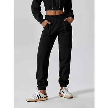 ABOCIW Women's Two Piece Outfits Sweatsuit Fleece Long Sleeve Zip Up Hoodies Cropped Sweatshirts Sweatpants Jogger Set