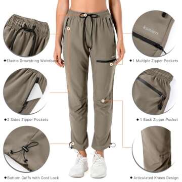 Ksmien Women's Quick Dry Hiking Pants - Lightweight, Water-Resistant