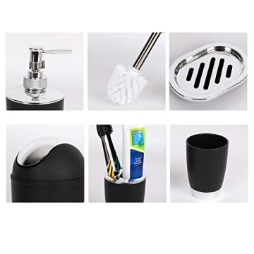 Chic YCOCO Black Bathroom Accessories Set - 6 Piece Collection