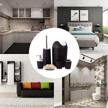 Chic YCOCO Black Bathroom Accessories Set - 6 Piece Collection
