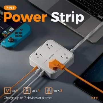 Surge Protector Power Strip with 4 Outlets & 3 USB Ports