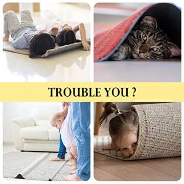 BESTCROF Rug Pads Grippers, 4 PCS Non Slip Washable Grippers for Rug, New Materials to Anti Curling ...