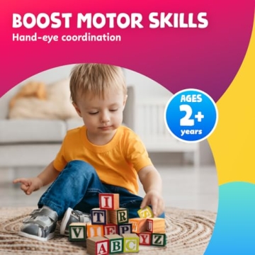 Skoolzy Wooden ABC Blocks for Toddlers Learning Fun
