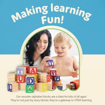 Skoolzy Wooden ABC Blocks for Toddlers Learning Fun