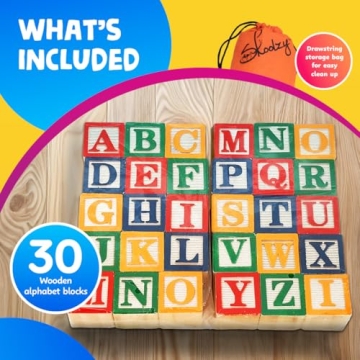 Skoolzy Wooden ABC Blocks for Toddlers Learning Fun