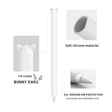 3 Pack Cute Ear Case Silicone Skin Cover Compatible with Apple Pencil 2nd Generation Accessories Compatible with iPad Pro 11 12.9 inch(White, Orange,Green)