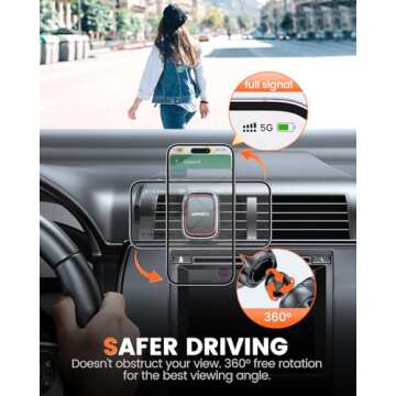 APPS2Car 2 Pack Magnetic Phone Car Mount, Car Phone Holder Mount Magnetic, Built in 6 Strong Magnets, Air Vent Cell Phone Holder for Car with Adjustable Secure Tightening System