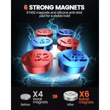 APPS2Car 2 Pack Magnetic Phone Car Mount, Car Phone Holder Mount Magnetic, Built in 6 Strong Magnets, Air Vent Cell Phone Holder for Car with Adjustable Secure Tightening System