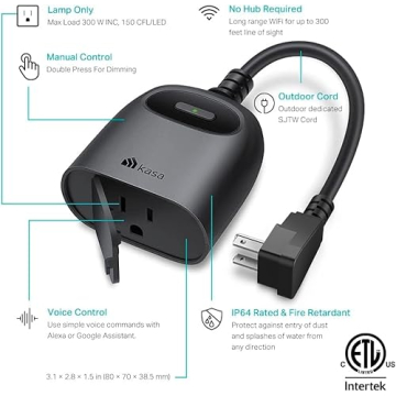 Kasa Smart Dimmer Plug for Outdoor Use, IP64 Weatherproof