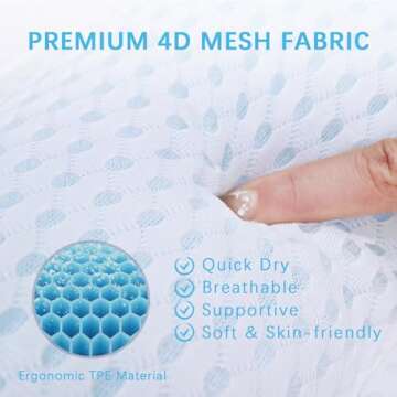 Bathtub Bath Pillows for Tub - Bathtub Pillow for Neck & Back Support with Ergonomic TPE, 4D Mesh Up...