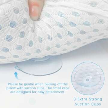 Bathtub Bath Pillows for Tub - Bathtub Pillow for Neck & Back Support with Ergonomic TPE, 4D Mesh Upgraded Bath Tub Pillow Headrest with 3 Strong Suction Cups & Hook, Bathroom Accessories, Spa Gifts