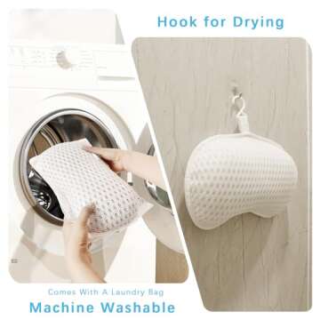 Bathtub Bath Pillows for Tub - Bathtub Pillow for Neck & Back Support with Ergonomic TPE, 4D Mesh Upgraded Bath Tub Pillow Headrest with 3 Strong Suction Cups & Hook, Bathroom Accessories, Spa Gifts