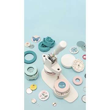 We R Memory Keepers, Button Press Bundle, Includes Button Press, Small, Medium, Large Press Insert and Cutting Insert, 30 Buttons, 30 Foam Stickers, Make Pins, Buttons, Badges, Keychains and More