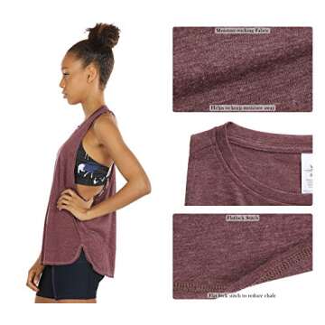 icyzone Workout Tank Tops for Women - Running Muscle Tank Sport Exercise Gym Yoga Tops Athletic Shirts(Pack of 3) (S, Charcoal/Burgundy/Mint)