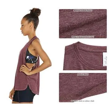 icyzone Workout Tank Tops for Women - Running Muscle Tank Sport Exercise Gym Yoga Tops Athletic Shirts(Pack of 3) (S, Charcoal/Burgundy/Mint)