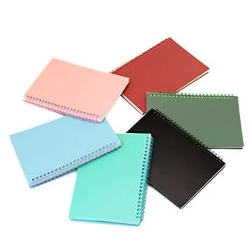 Yansanido Spiral Notebook, 6 Pcs A5 Thick Plastic Hardcover 8mm Ruled 6 Color 80 Sheets -160 Pages Journals for Study and Notes (6 colors, A5 5.7" x 8.3"-Ruled)