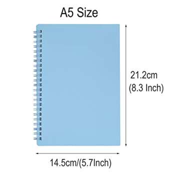 Yansanido Spiral Notebook, 6 Pcs A5 Thick Plastic Hardcover 8mm Ruled 6 Color 80 Sheets -160 Pages Journals for Study and Notes (6 colors, A5 5.7" x 8.3"-Ruled)
