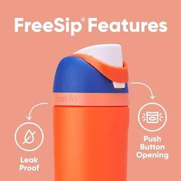 Owala Kids FreeSip 16 oz Insulated Stainless Steel Water Bottles with Straw, BPA-Free, Blue Citrus & Celestial Sphere