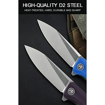 Petrified fish G10 handle D2 steel blade 2CR13 liner ball bearing flipper folding knife camping hunting EDC pocket tool PF818 (Black, Stonewash)