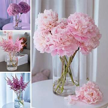 Homerove Glass Flower Vase, Set of 12 Clear Glass Cylinder Vase, Floating Candle Holder Vase for Wedding and Party (6 inch Tall)