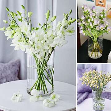 Homerove Glass Flower Vase, Set of 12 Clear Glass Cylinder Vase, Floating Candle Holder Vase for Wedding and Party (6 inch Tall)