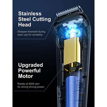 RICAF Beard Trimmer Hair Clipper for Men, 13 Piece Men’s Grooming Kit with Cordless Rechargeable Hair & Nose Trimmer Electric Shaver, Stainless Steel Blades for Painless Facial & Body Hair Removal