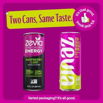 Zevia Zero Sugar Energy Drink Raspberry Lime 12 oz 12-Pack