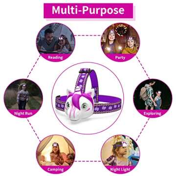 Ausemku Unicorn LED Headlamp-Unicorn Headlamp for Kids Camping Accessories,Unicorn Toy Head Lamp Flashlight for Boys,Girls or Adults,Apply to Running,Camping,Hiking,Reading and Party.