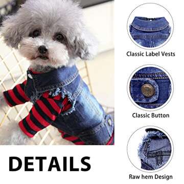 SILD Pet Clothes Dog Jeans Jacket Cool Blue Denim Coat Small Medium Dogs Lapel Vests Classic Hoodies Puppy Blue Vintage Washed Clothes
