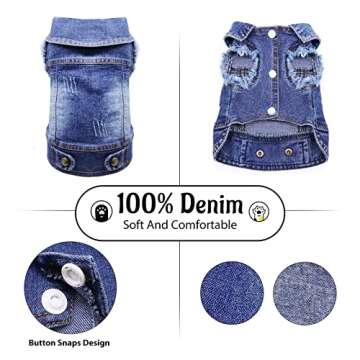 SILD Pet Clothes Dog Jeans Jacket Cool Blue Denim Coat Small Medium Dogs Lapel Vests Classic Hoodies Puppy Blue Vintage Washed Clothes
