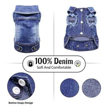 SILD Pet Clothes Dog Jeans Jacket Cool Blue Denim Coat Small Medium Dogs Lapel Vests Classic Hoodies Puppy Blue Vintage Washed Clothes