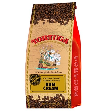 TORTUGA Caribbean Rum Cream Flavored Coffee- Roasted and Ground Coffee 10oz - The Perfect Premium Go...
