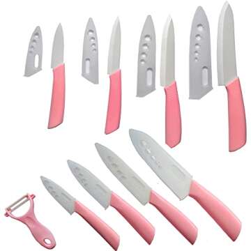 MOSINE Kitchen Ceramic Knife Set - Super Sharp knife Set including 6" Chef Knife, 5" Slicing Knife, 4" Utility Knife, 3" Paring Knife, 1'' Peeler and Acrylic Block