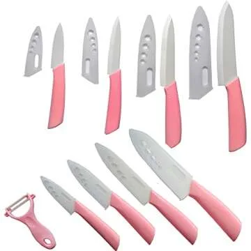 MOSINE Kitchen Ceramic Knife Set - Super Sharp knife Set including 6" Chef Knife, 5" Slicing Knife, 4" Utility Knife, 3" Paring Knife, 1'' Peeler and Acrylic Block