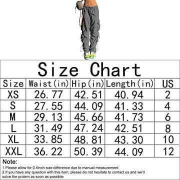 QYANGG Baggy Parachute Pants for Women& Girls Drawstring Elastic Low Waist Ruched Cargo Pants Multiple Pockets Jogger Y2K Grey