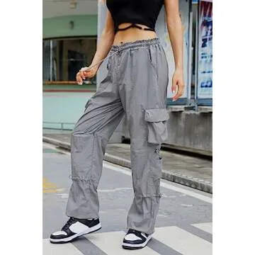 QYANGG Women's Light Parachute Pants with Pockets