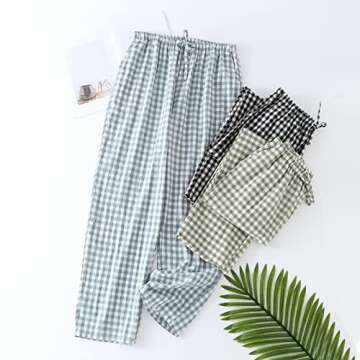STMAHER Lightweight Men’s Plaid Pajama Pants with Pockets
