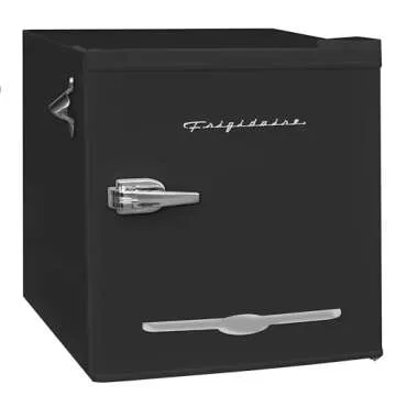 FRIGIDAIRE Black Retro Mini Refrigerator-Energy Saving-Adjustable Thermostat Control-Side Mounted Bo...