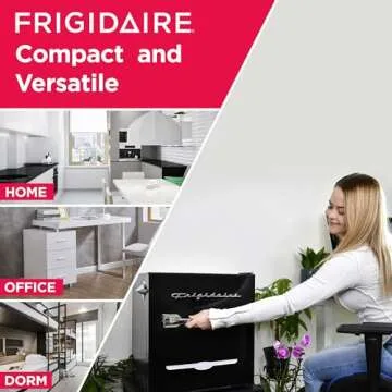 FRIGIDAIRE Black Retro Mini Refrigerator-Energy Saving-Adjustable Thermostat Control-Side Mounted Bottle Opener-Ideal for Dorm, Office, RV, Garage, Apartment 1.6 Cubic Feet