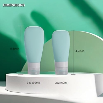 Leak Proof Vonpri Silicone Travel Bottles - 5 Pack Essentials