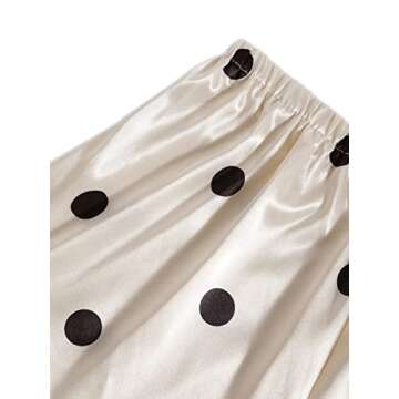 LYANER Women's Silky Satin Pajama Set - Beige Polka Dots