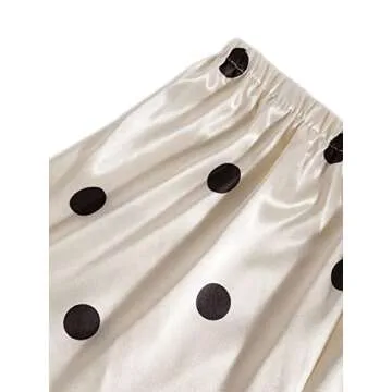 LYANER Women's Silky Satin Pajama Set - Beige Polka Dots