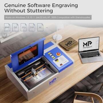 Monport 40W 2.0 Laser Engraver (8" X 12"), Lightburn Compatible CO2 Laser Engraver & Cutter with Adjustable Laser Head, Air Assist, Red Dot Guidance, 3 LED Monitor Display and Water Cooling System
